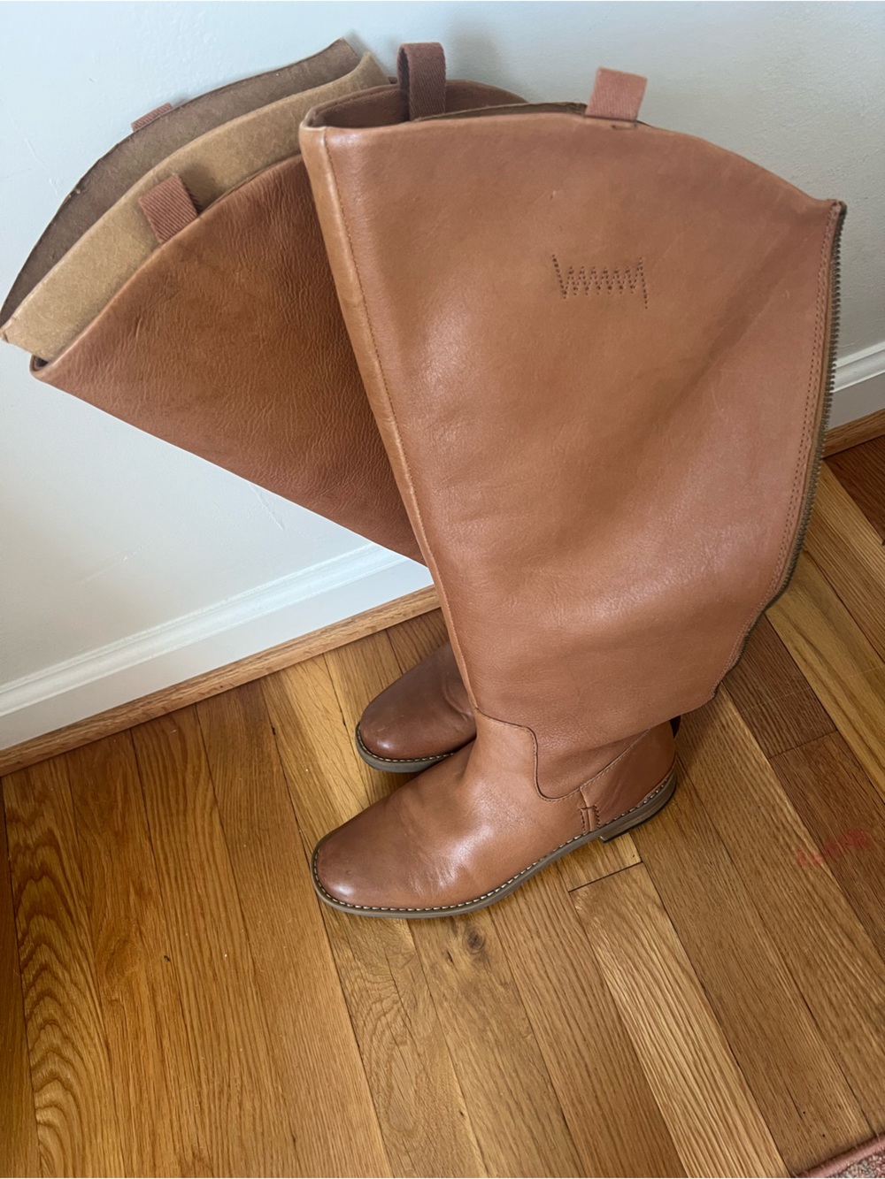 Franco Sarto Women’s Tall Leather Riding Boots in Tan